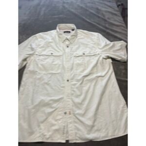 Orvis Mens L Fishing Shirt Short Sleeve Button Up‎ Outdoor Beige